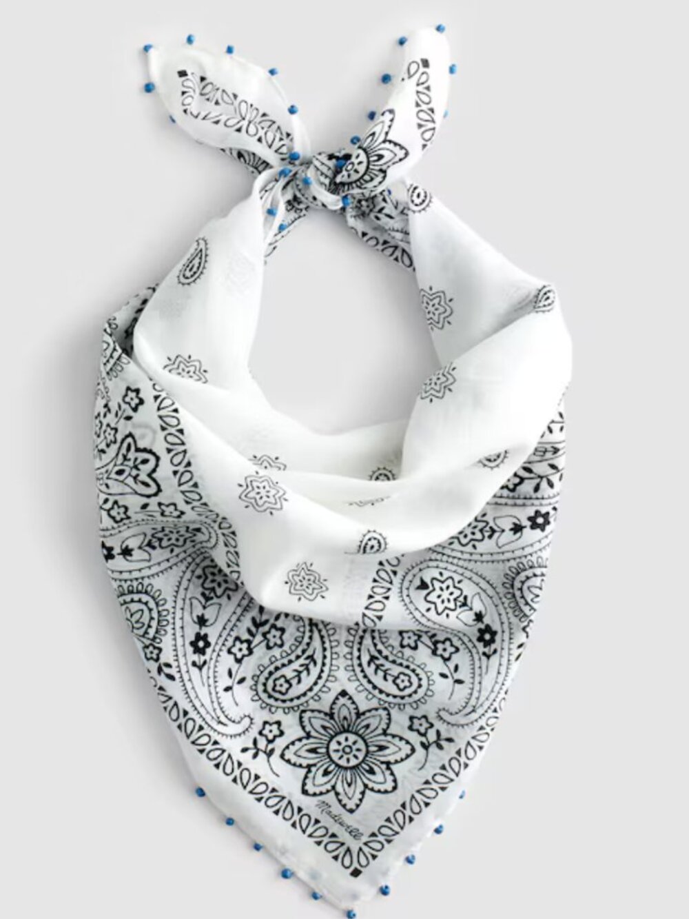 New Madewell Beaded Bandana In Cotton Blend White